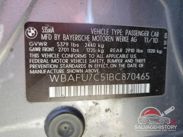 WBAFU7C51BC870465 2011 BMW 5 SERIES photo no. 13
