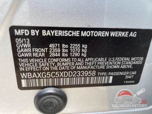 WBAXG5C5XDD233958 2013 BMW 5 SERIES photo no. 10