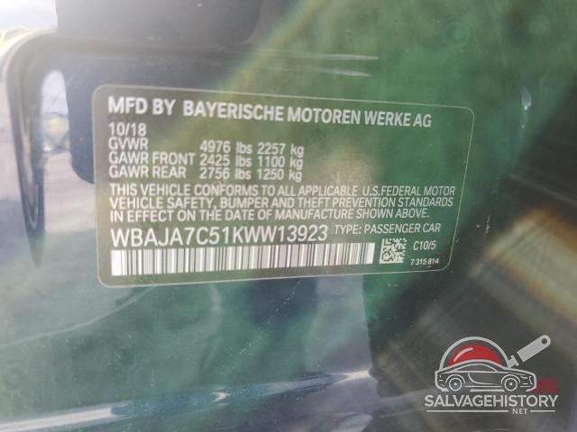 WBAJA7C51KWW13923 2019 BMW 5 SERIES photo no. 12