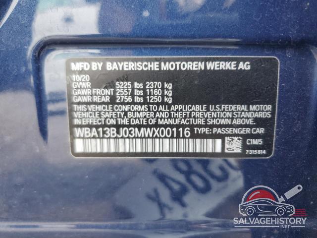WBA13BJ03MWX00116 2021 BMW 5 SERIES photo no. 12