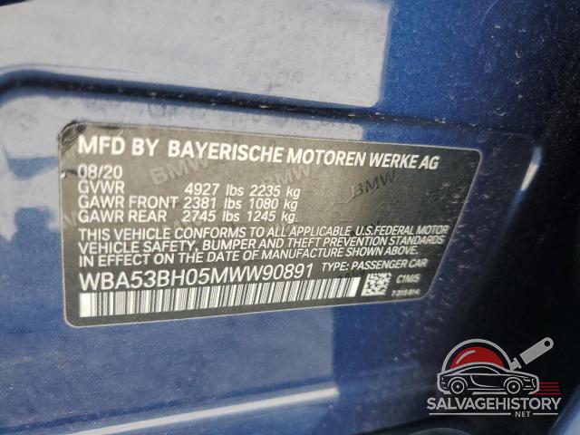WBA53BH05MWW90891 2021 BMW 5 SERIES photo no. 13