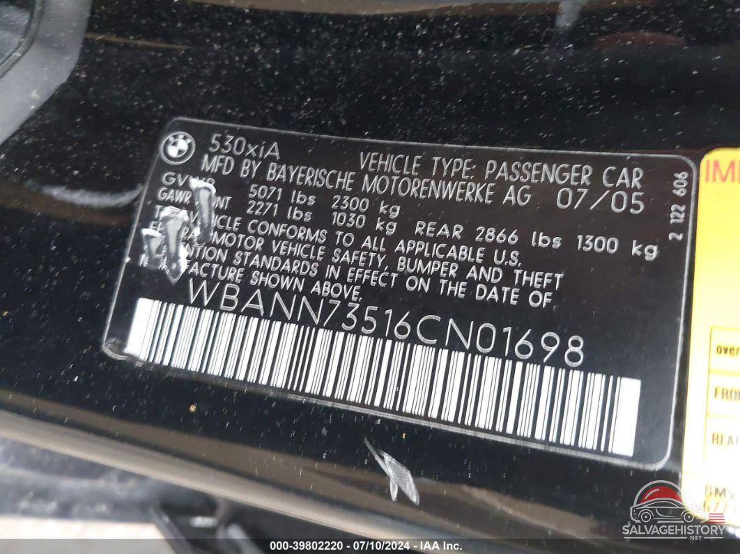 WBANN73516CN01698 2006 BMW 530XIT photo no. 9