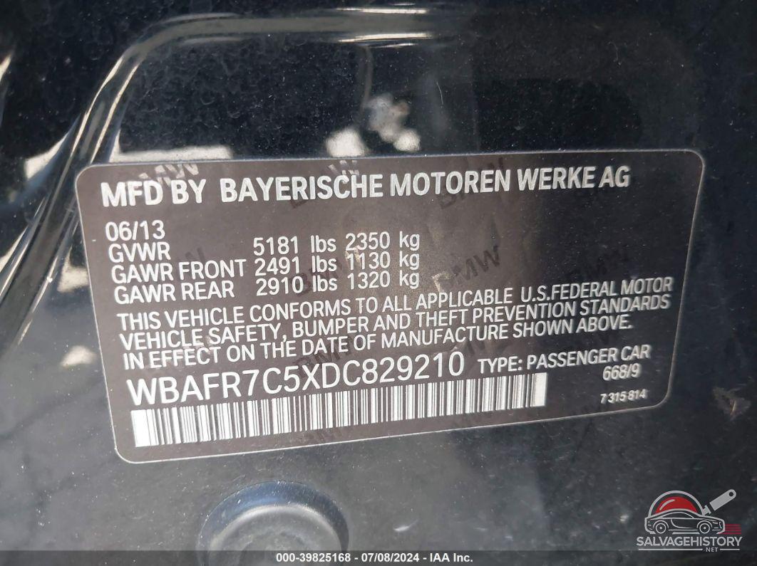 WBAFR7C5XDC829210 2013 BMW 535I photo no. 9