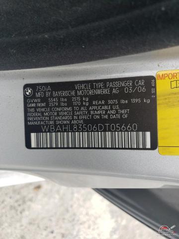 WBAHL83506DT05660 2006 BMW 7 SERIES photo no. 12