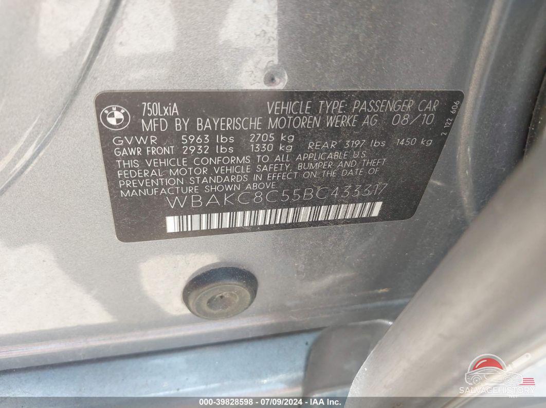 WBAKC8C55BC433317 2011 BMW 750LI photo no. 9
