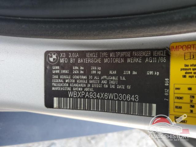WBXPA934X6WD30643 2006 BMW X3 photo no. 13