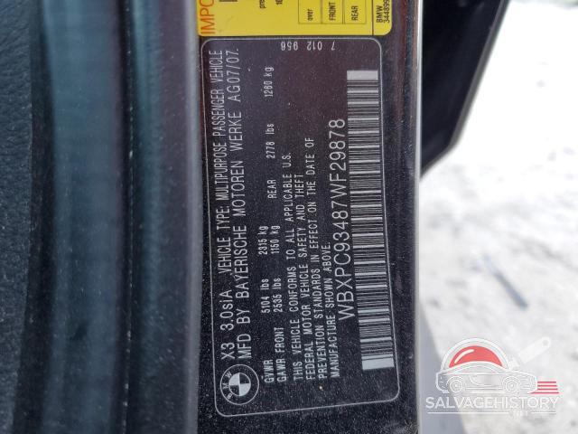 WBXPC93487WF29878 2007 BMW X3 photo no. 13