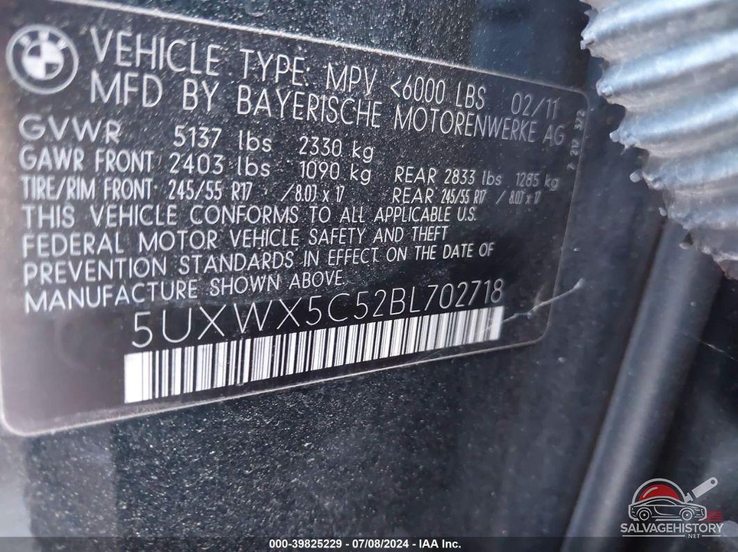 5UXWX5C52BL702718 2011 BMW X3 photo no. 9
