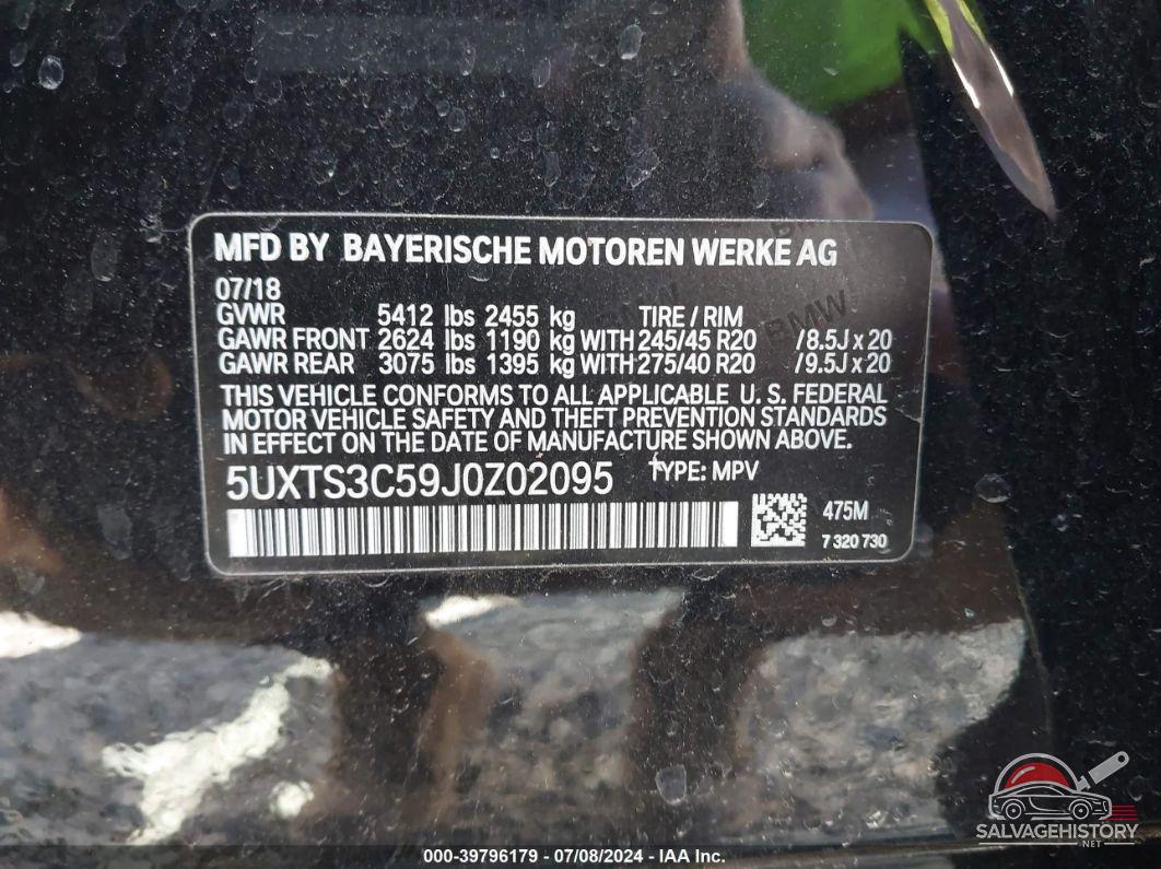 5UXTS3C59J0Z02095 2018 BMW X3 photo no. 9