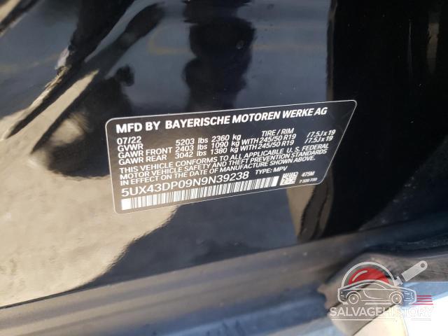 5UX43DP09N9N39238 2022 BMW X3 photo no. 13