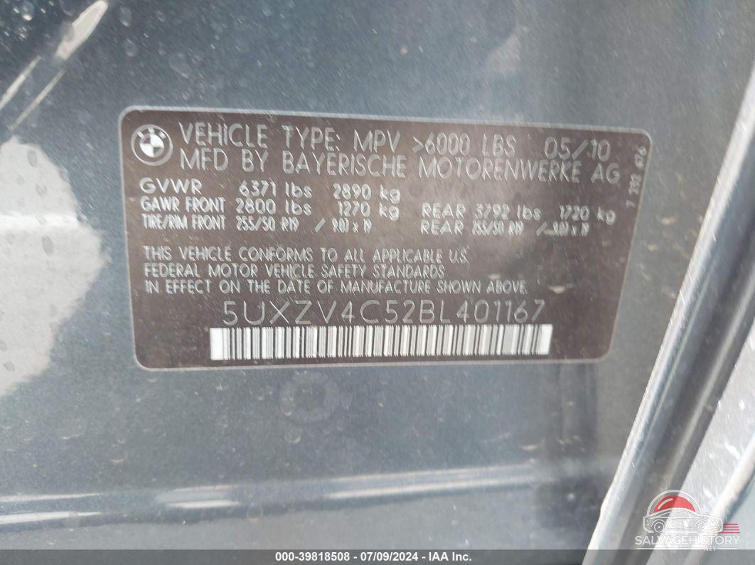 5UXZV4C52BL401167 2011 BMW X5 photo no. 9