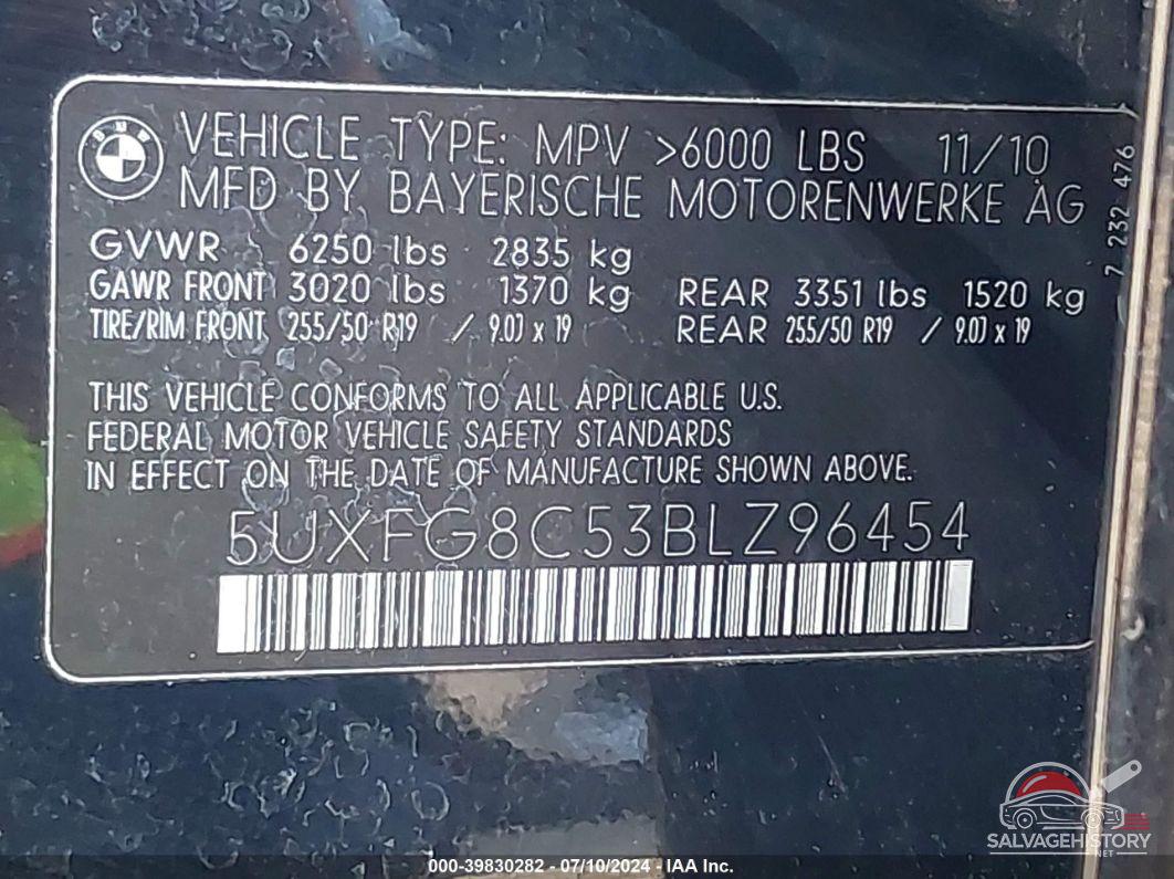 5UXFG8C53BLZ96454 2011 BMW X6 photo no. 7