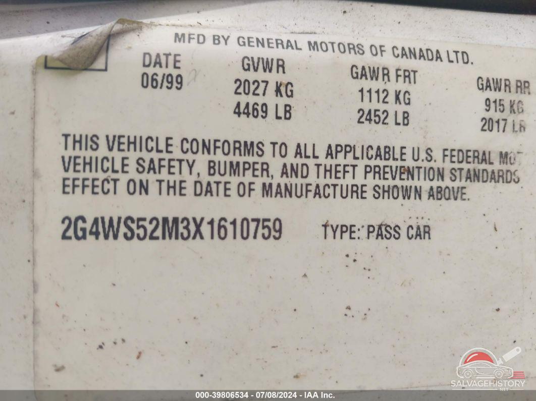 2G4WS52M3X1610759 1999 BUICK CENTURY photo no. 9