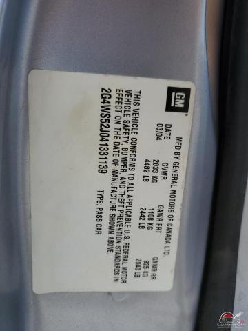 2G4WS52J041331139 2004 BUICK CENTURY photo no. 12