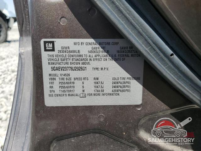 5GAEV23778J292801 2008 BUICK ENCLAVE photo no. 12