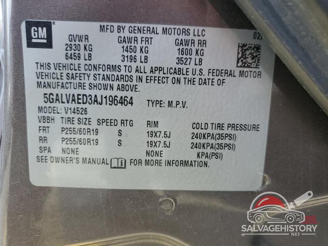 5GALVAED3AJ196464 2010 BUICK ENCLAVE photo no. 13