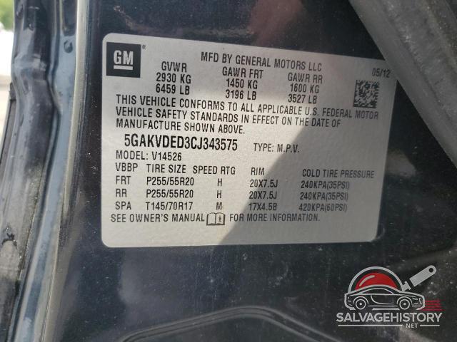 5GAKVDED3CJ343575 2012 BUICK ENCLAVE photo no. 13