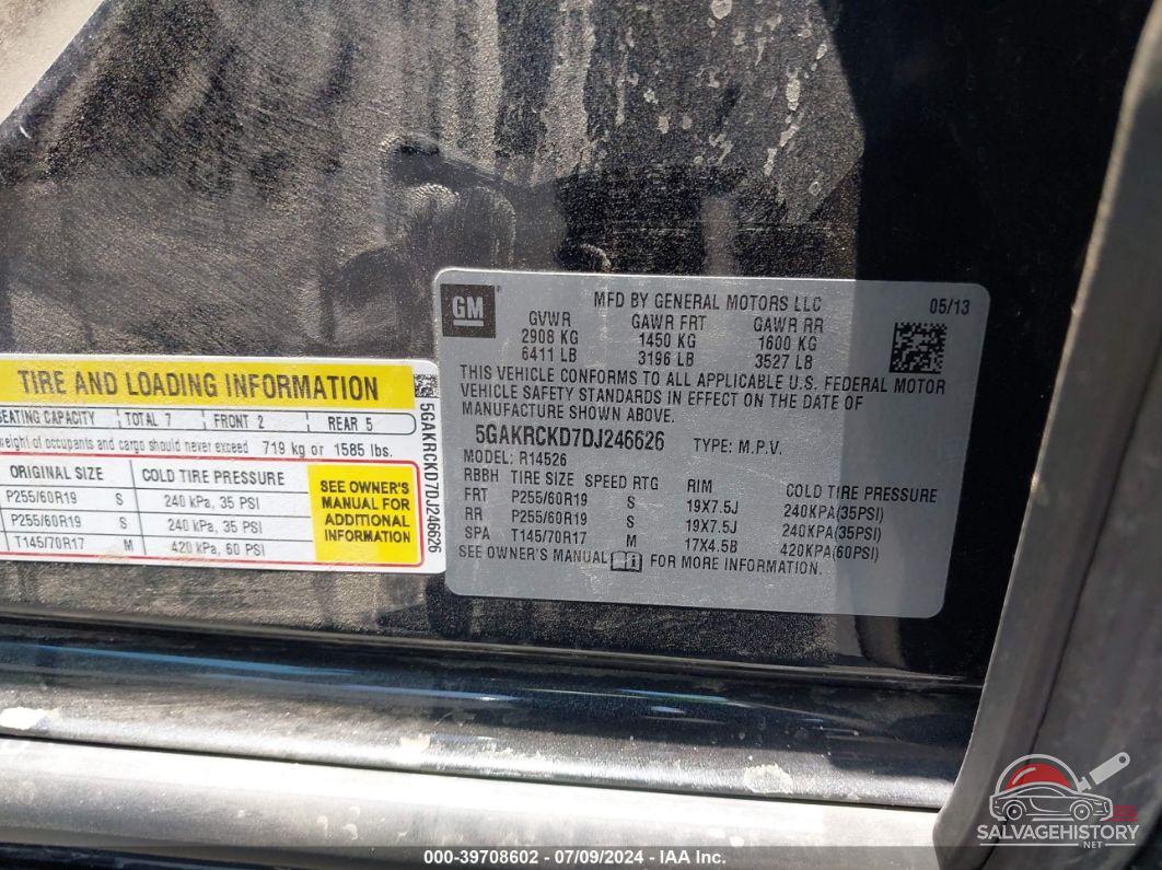 5GAKRCKD7DJ246626 2013 BUICK ENCLAVE photo no. 9