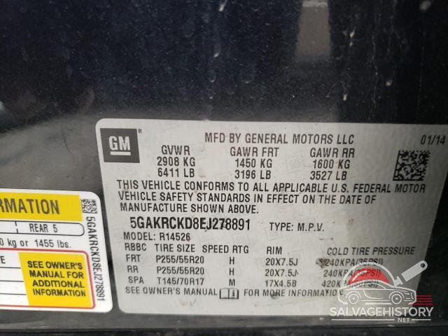 5GAKRCKD8EJ278891 2014 BUICK ENCLAVE photo no. 12