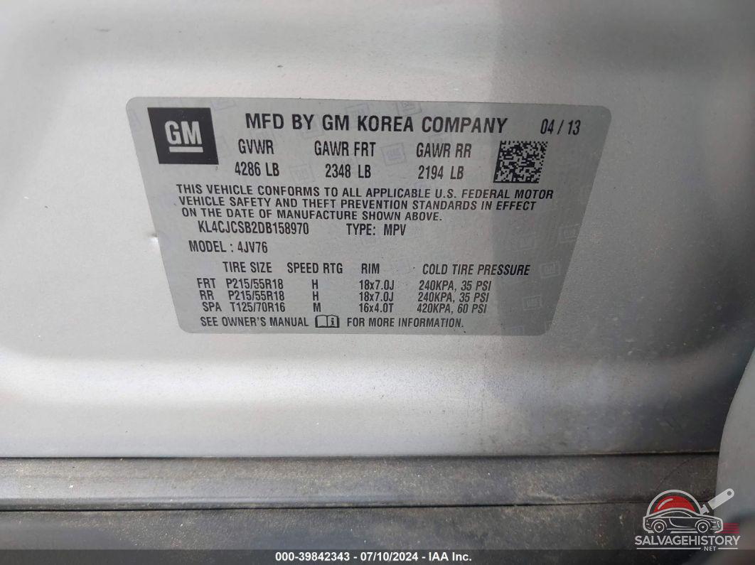 KL4CJCSB2DB158970 2013 BUICK ENCORE photo no. 9