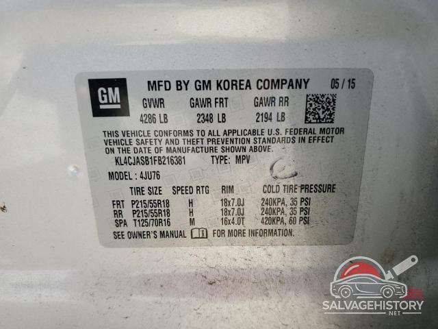 KL4CJASB1FB216381 2015 BUICK ENCORE photo no. 13