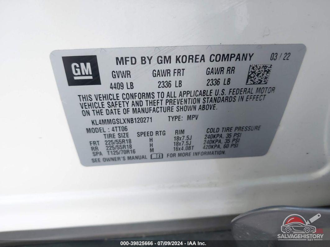 KL4MMGSLXNB120271 2022 BUICK ENCORE GX photo no. 9
