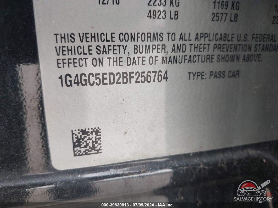 1G4GC5ED2BF256764 2011 BUICK LACROSSE photo no. 9