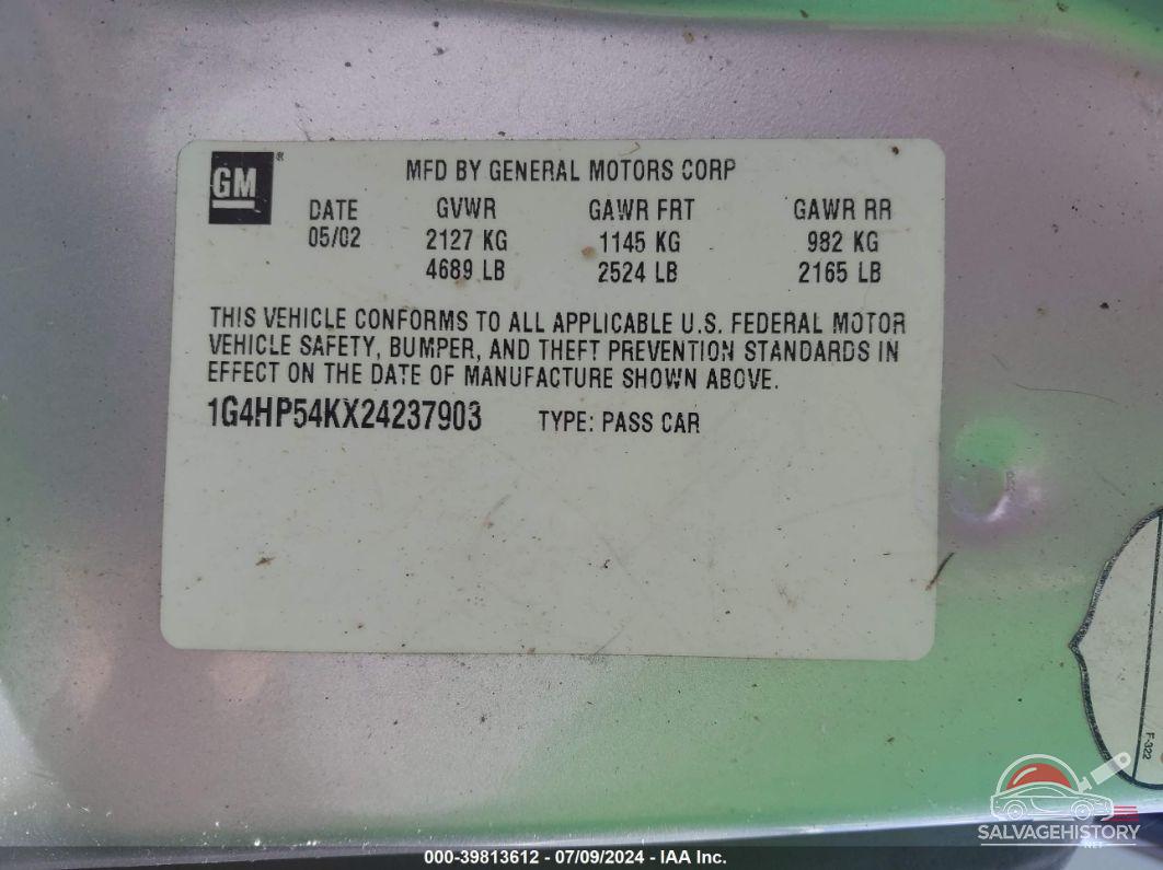 1G4HP54KX24237903 2002 BUICK LESABRE photo no. 9