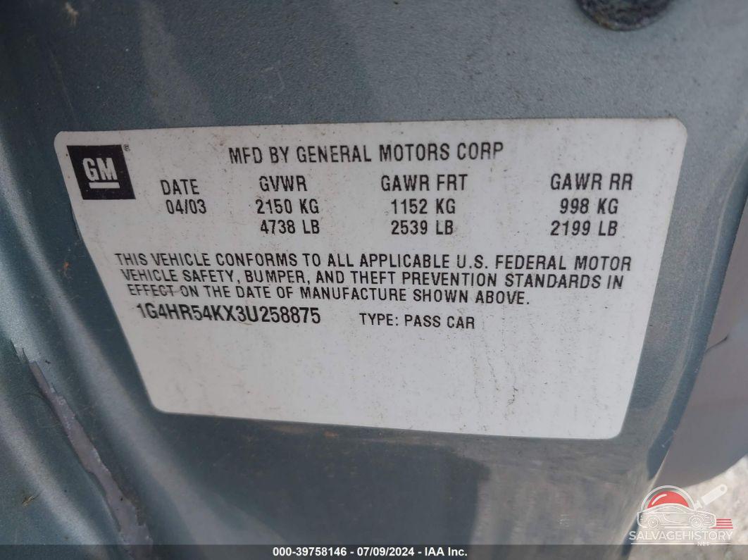 1G4HR54KX3U258875 2003 BUICK LESABRE photo no. 9
