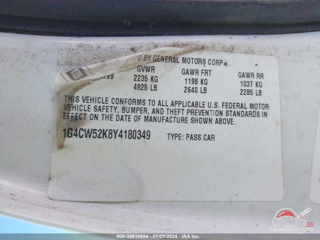 1G4CW52K8Y4180349 2000 BUICK PARK AVENUE photo no. 9