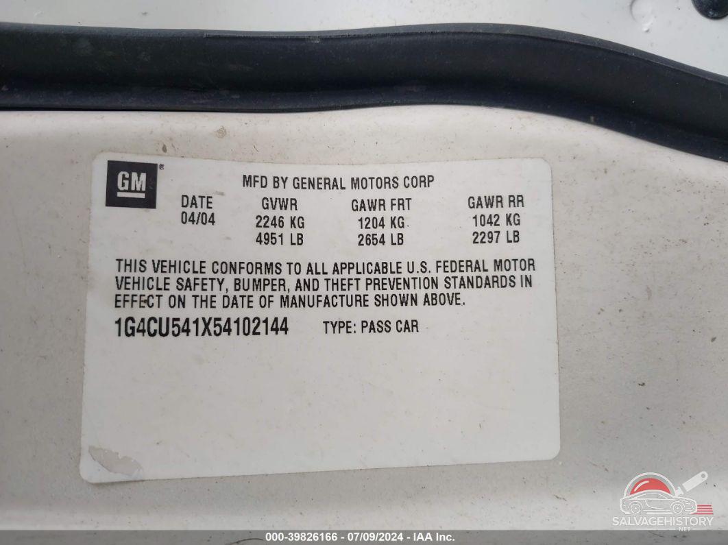 1G4CU541X54102144 2005 BUICK PARK AVENUE photo no. 9