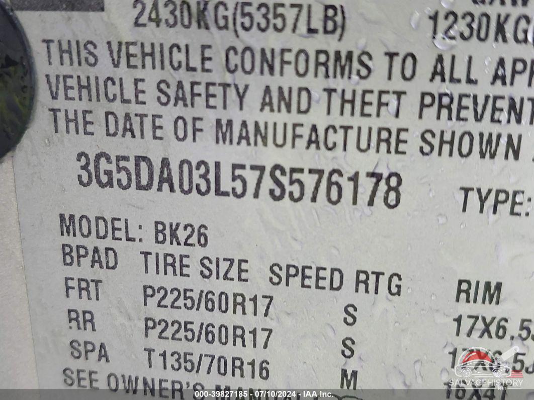 3G5DA03L57S576178 2007 BUICK RENDEZVOUS photo no. 9