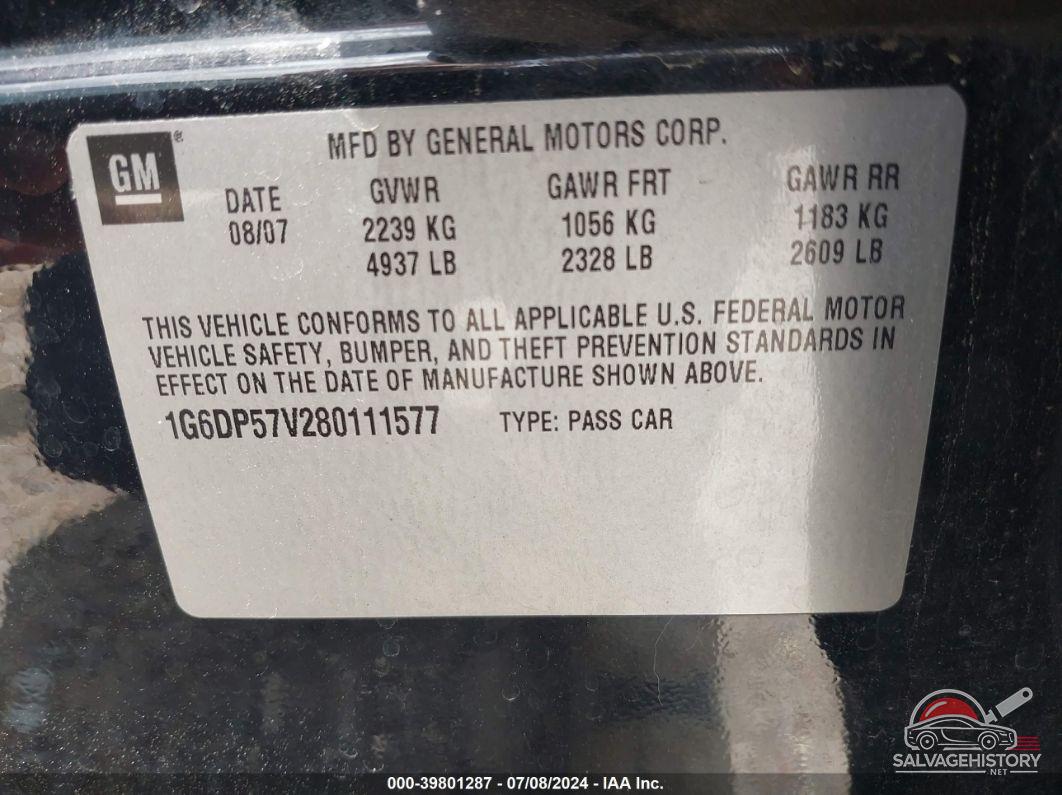 1G6DP57V280111577 2008 CADILLAC CTS photo no. 9