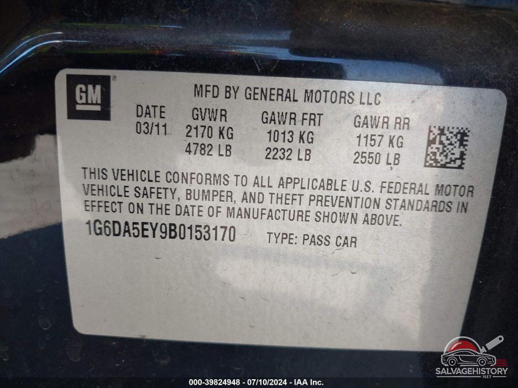 1G6DA5EY9B0153170 2011 CADILLAC CTS photo no. 9