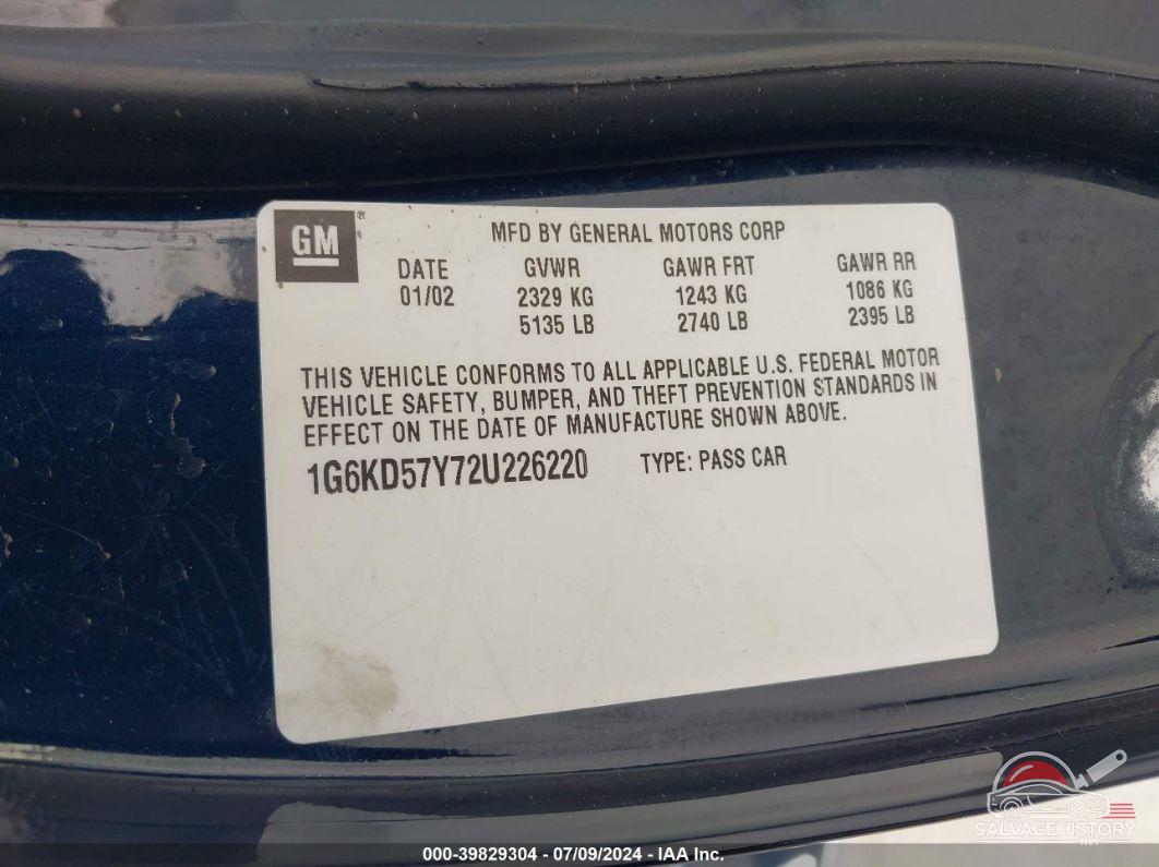 1G6KD57Y72U226220 2002 CADILLAC DEVILLE photo no. 9