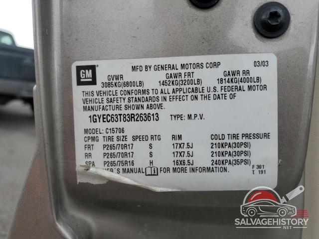 1GYEC63T83R263613 2003 CADILLAC ESCALADE photo no. 13