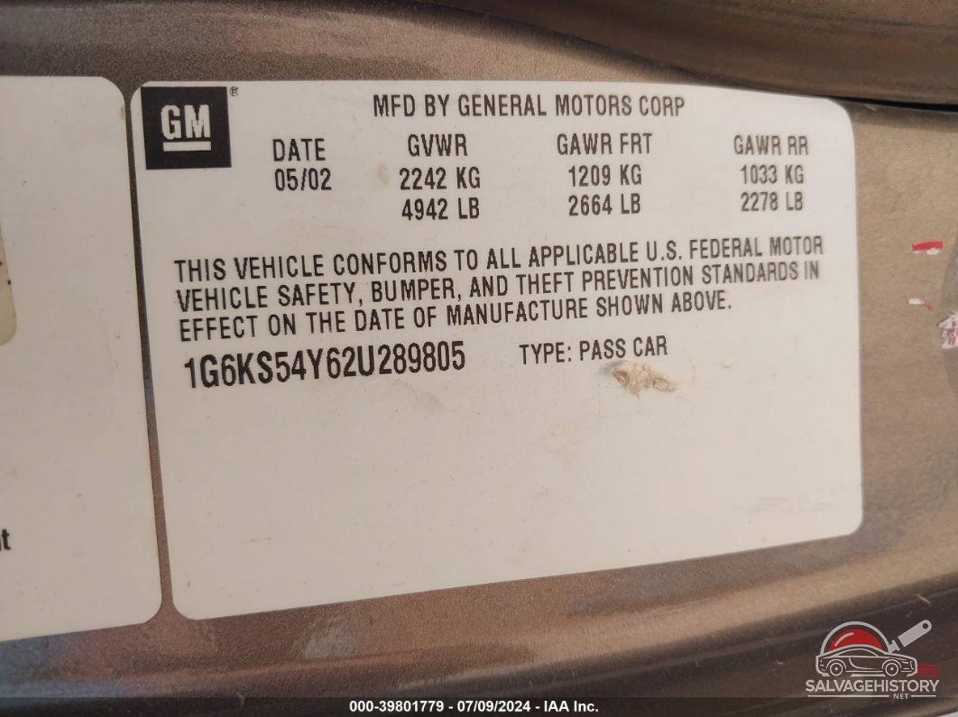 1G6KS54Y62U289805 2002 CADILLAC SEVILLE photo no. 9