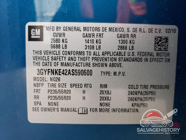 3GYFNKE42AS590600 2010 CADILLAC SRX photo no. 13
