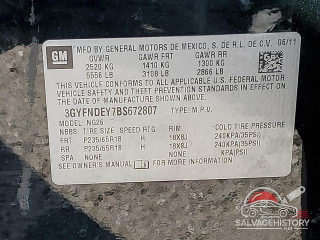 3GYFNDEY7BS672807 2011 CADILLAC SRX photo no. 13