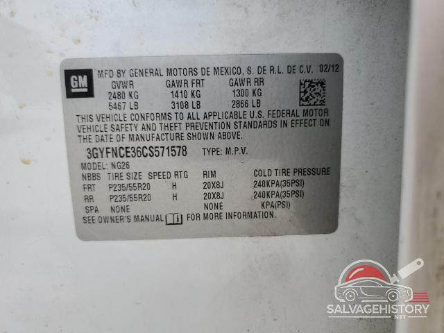 3GYFNCE36CS571578 2012 CADILLAC SRX photo no. 12