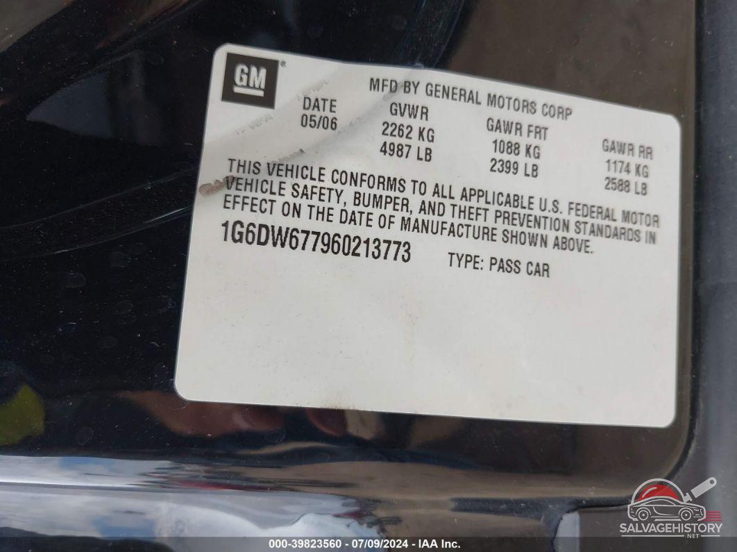 1G6DW677960213773 2006 CADILLAC STS photo no. 9