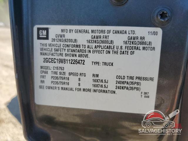 2GCEC19V811226472 2001 CHEVROLET ALL Models photo no. 12