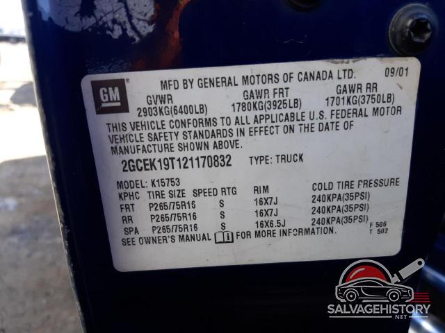 2GCEK19T121170832 2002 CHEVROLET ALL Models photo no. 12