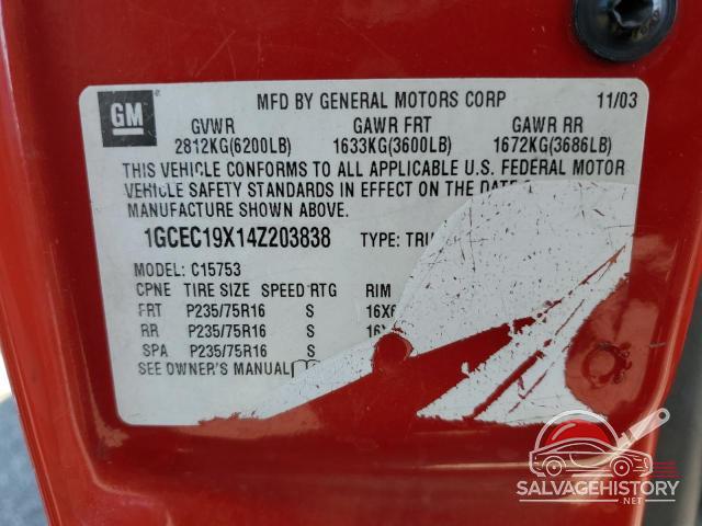 1GCEC19X14Z203838 2004 CHEVROLET ALL Models photo no. 12