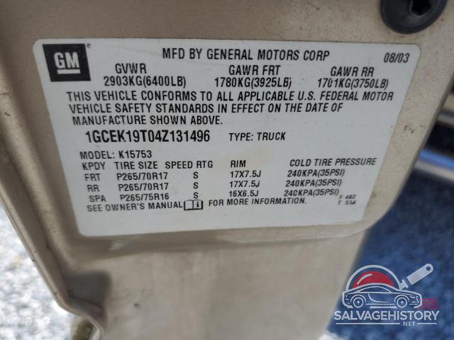 1GCEK19T04Z131496 2004 CHEVROLET ALL Models photo no. 12