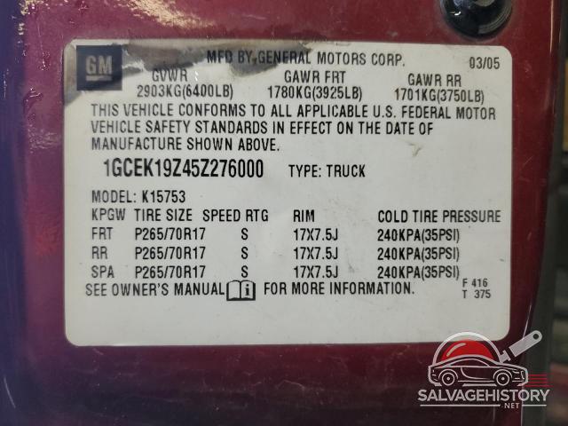 1GCEK19Z45Z276000 2005 CHEVROLET ALL Models photo no. 13