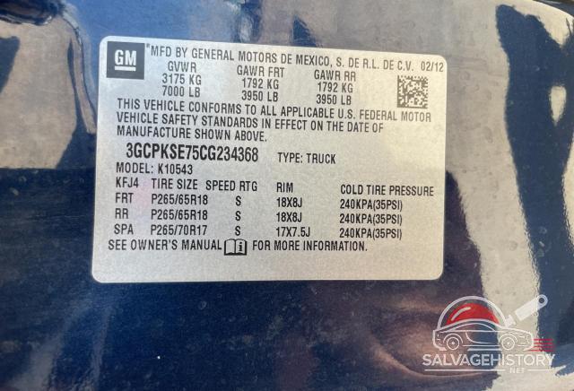 3GCPKSE75CG234368 2012 CHEVROLET ALL Models photo no. 10