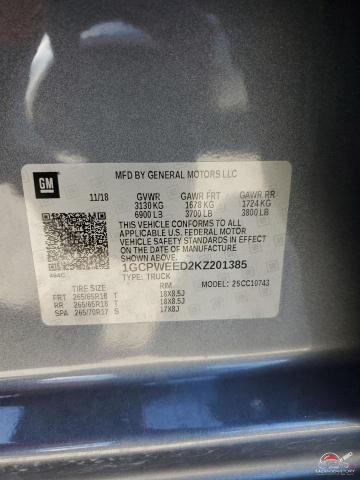 1GCPWEED2KZ201385 2019 CHEVROLET ALL Models photo no. 12