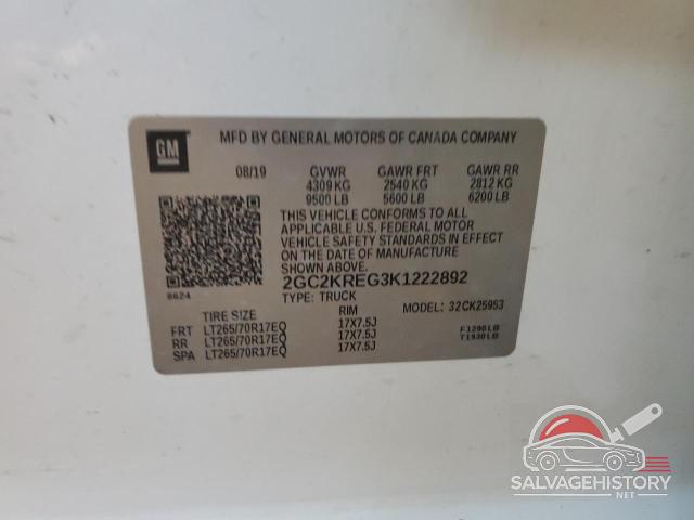 2GC2KREG3K1222892 2019 CHEVROLET ALL Models photo no. 12