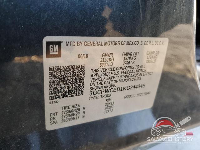 3GCPWCED1KG244345 2019 CHEVROLET ALL Models photo no. 12